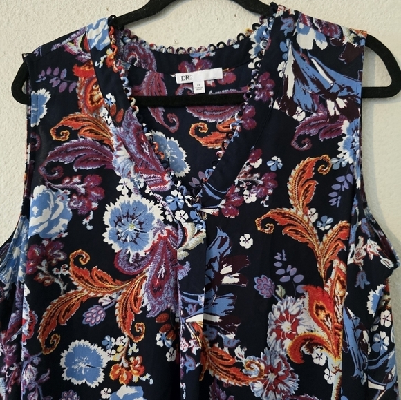 DR2 by Daniel Rainn Blouse XL Womens Colorful Print  Paisley Lightweight Artsy - Picture 5 of 14